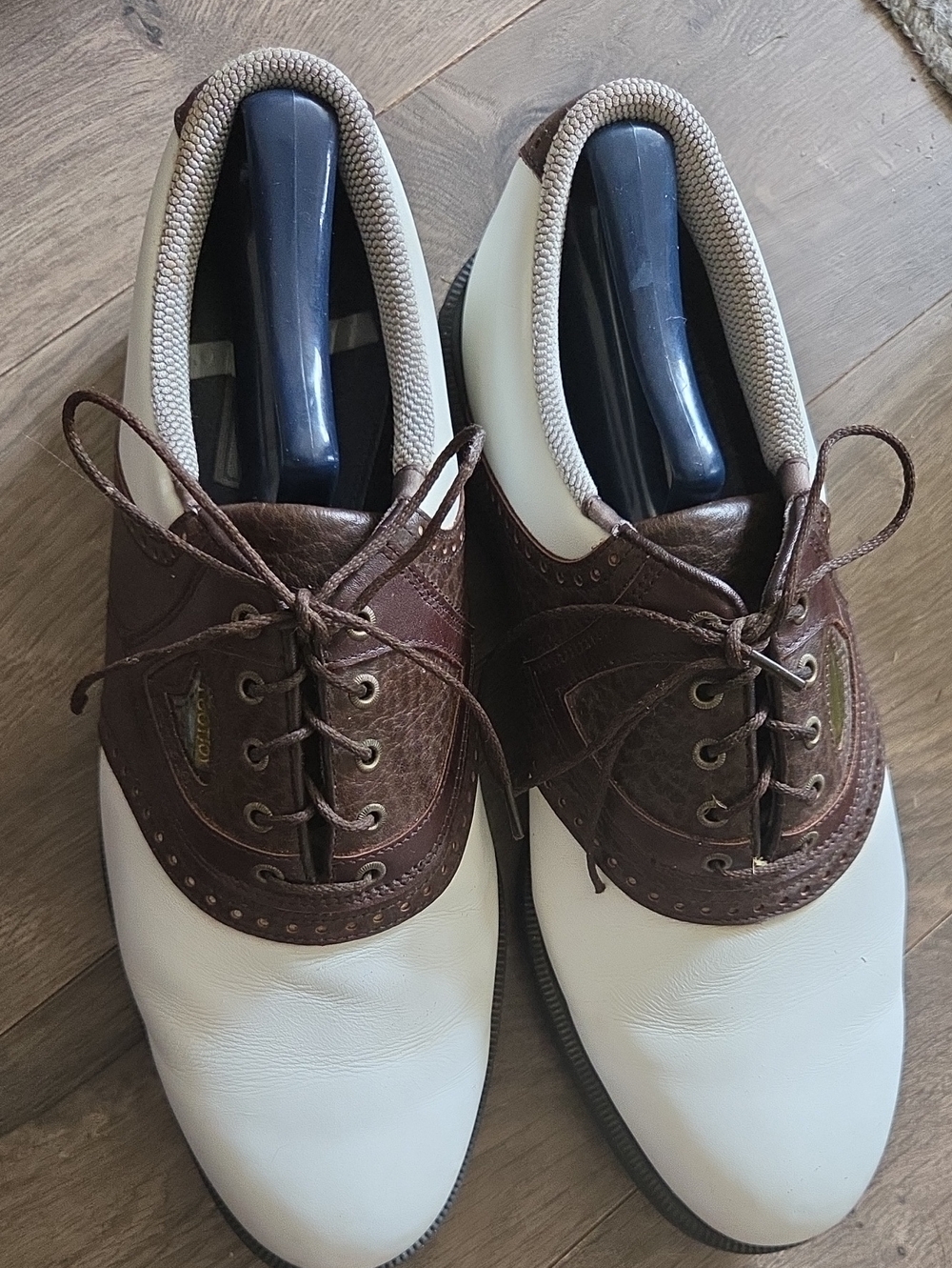 Men's FootJoy Two-Tone Brown and White Leather Golf Shoes